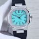 Swiss Copy Patek Philippe Nautilus 5711 Tiffany Blue Dial Diamond Bezel Black Leather Watch (2)_th.jpg